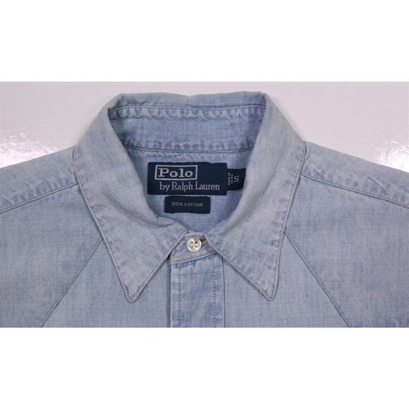 Polo Ralph Lauren Western Denim Chambray Pearl Snap Cowboy Shirt Men's Small - Picture 5 of 6